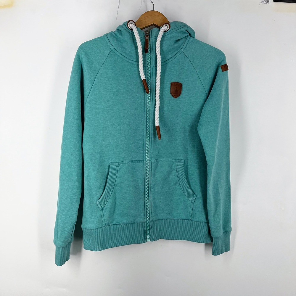 Wanakome Hera Full Zip Hoodie Rope Drawstring Womens in Cove Green Size M